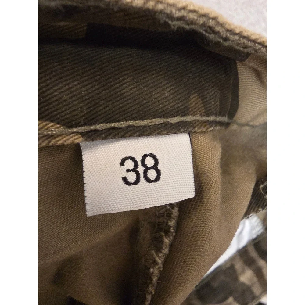 Mens Camo Cargo Shorts Size 38 Green Brown Woodland Camouflage Cotton Utility